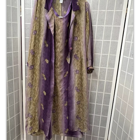 Esmeralda,dress,set,parties/cocktail,long, purple/gold,dress/light coat,size3X.: - Picture 3 of 12